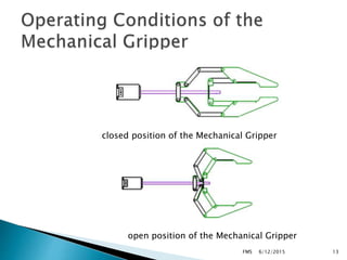 6/12/2015FMS 13
closed position of the Mechanical Gripper
open position of the Mechanical Gripper
 
