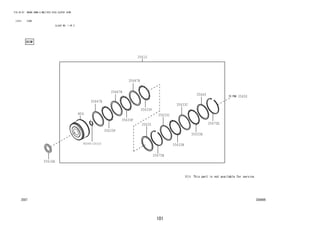 101
FIG.35-07 BRAKE BAND & MULTIPLE DISC CLUTCH (ATM)
(1212- )E4AT
ILLUST NO. 1 OF 2
358486
35633C
N04
35610
35616A
35633B
35633F
35635
35633C
35633B
35647B
35633F
35647B
35633F
35647B
35649
35675E
35675B
90045-20310
N04
35650
 
