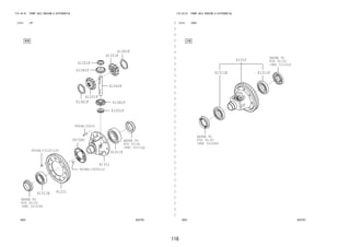116
FIG.43-01 FRONT AXLE HOUSING & DIFFERENTIAL
―
　
―
　
―
　
―
　
―
　
―
　
―
　
―
　
―
　
―
　
―
　
―
　
―
　
―
　
―
　
―
　
―
　
―
　
―
　
―
　
―
　
―
　
―
　
―
　
―
　
―
　
―
　
―
　
―
　
―
　
―
　
―
　
―
　
―
(1212- )5F
432752
REFER TO
FIG
(PNC 33111Q)
REFER TO
FIG
(PNC 33151K)
33-02
33-02
35736C
41311F
41221
41311
41311E
41331F
41331F
41341F
41341F
41342F
41351F
41351F
41361F
41361F
9004A-10120(10)
9004A-15054(2)
9004A-25031
FIG.43-01 FRONT AXLE HOUSING & DIFFERENTIAL
(1212- )E4AT
432753
REFER TO
FIG
(PNC 35104F)
REFER TO
FIG
(PNC 31105J)
35-03
35-03
41311F
41310
41311E
 