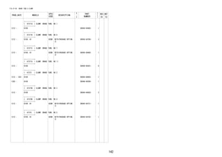 142
FIG.47-08 BRAKE TUBE & CLAMP
PROD_DATE MODELS
SPEC
CODE
DESCRIPTION
R
/
P
PART
NUMBER
O
Y
T
REV_REF
FR TO
+----------+
| 47371A | CLAMP, BRAKE TUBE, NO.1
+----------+
1212 - B100 90044-64485- 1
+----------+
| 47371B | CLAMP, BRAKE TUBE, NO.6
+----------+
1212 - B100..HI B2DB WITH(PACKAGE OPTION
2)
90044-64780- 3
+----------+
| 47371C | CLAMP, BRAKE TUBE, NO.7
+----------+
1212 - B100..HI B2DB WITH(PACKAGE OPTION
2)
90044-64804- 1
+----------+
| 47371G | CLAMP, BRAKE TUBE, NO.11
+----------+
1212 - B100 90044-65441- 6
+----------+
| 47372 | CLAMP, BRAKE TUBE, NO.2
+----------+
1212 - 1301 B100 90044-64655- 1
1302 - B100 9004A-46299- 1
+----------+
| 47373B | CLAMP, BRAKE TUBE, NO.3
+----------+
1212 - B100 90044-64659- 2
+----------+
| 47374B | CLAMP, BRAKE TUBE, NO.4
+----------+
1212 - B100..HI B2DB WITH(PACKAGE OPTION
2)
90044-64731- 1
+----------+
| 47375 | CLAMP, BRAKE TUBE, NO.5
+----------+
1212 - B100..HI B2DB WITH(PACKAGE OPTION
2)
90044-64742- 1
 