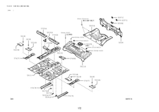 172
FIG.58-01 FLOOR PAN & LOWER BACK PANEL
(1212- )
584757-B
58325E
47419-B6010
90041-05229(4)
58211H
55214B
55215B
55216A
58198
58198
58198
58301A
58308
58308E
62671C
62671C
47419-B6010
9004A-35005
9004A-35005
9004A-35005
55216A
58198
58172A
57051A
57052A
57417B
57417B
57427C
57427C
57468B
57469A
58111
58213D
58181A
58181A
58172A
58791B
 