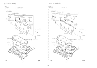 215
FIG.71-02 REAR SEAT & SEAT TRACK
―
　
―
　
―
　
―
　
―
　
―
　
―
　
―
　
―
　
―
　
―
　
―
　
―
　
―
　
―
　
―
　
―
　
―
　
―
　
―
　
―
　
―
　
―
　
―
　
―
　
―
　
―
　
―
　
―
　
―
　
―
　
―
　
―
　
―
(1212- )
W/O HEADREST ILLUST NO. 1 OF 2
718194
71075B
71077B
71480A
71480B
71611A
71812B
71885C
71922B
71922B71931A
71956B
71922B
71922B
71970B
71990A
72601A
72602A
72630C
72640A
72693
90041-19701
90041-19701
91553-80820(3)
91553-80820(3)
72693
FIG.71-02 REAR SEAT & SEAT TRACK
(1212- )
W/ HEADREST ILLUST NO. 2 OF 2
718195
71075B
71077B
71480A
71480B
71611A
71812B
71970
71970
71885C
71931A
71956B
71970B
71990A
72601A
72602A
72630C
72640A
72693
90041-19701
90041-19701
91553-80820(3)
91553-80820(3)
72693
 