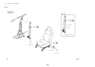 218
FIG.71-04 SEAT BELT & CHILD RESTRAINT SEAT
(1212- )
FRONT SEAT
718196
73210
73220
73210
73220
73230
73240
23518-BZ010
90041-67030
90041-79312
9004A-11057
9004A-11057
 