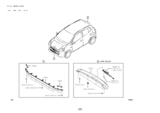 229
FIG.76-01 MUDGUARD & SPOILER
(1212- )E4AT ; (1212- )HI..5F
760858
REFER TO
FIG
(PNC 81570)
REFER TO
FIG
81-17
76851
76861
76861
76871
90041-59435(2)
90041-59435(5)
90041-59435(2)
9004A-11206
9004A-11206
90467-09196(4)
81-17
 
