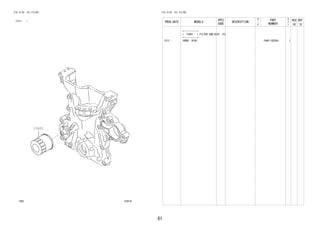 61
FIG.15-02 OIL FILTER
(1212- )
152019
15601
FIG.15-02 OIL FILTER
PROD_DATE MODELS
SPEC
CODE
DESCRIPTION
R
/
P
PART
NUMBER
O
Y
T
REV_REF
FR TO
+----------+
| 15601 | FILTER SUB-ASSY, OIL
+----------+
1212 - 1KRDE..B100 15601-BZ030- 1
 