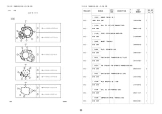 99
FIG.35-03 TRANSMISSION CASE & OIL PAN (ATM)
(1212- )E4AT
ILLUST NO. 2 OF 2
358485
90041-19775(10)
90041-20005(2)
90041-20022(4)
90041-20203(9)
90041-20247(2)
90041-20278(4)
90041-19775(9)
FIG.35-03 TRANSMISSION CASE & OIL PAN (ATM)
PROD_DATE MODELS
SPEC
CODE
DESCRIPTION
R
/
P
PART
NUMBER
O
Y
T
REV_REF
FR TO
+----------+
| 12282C | HANGER, ENGINE, NO.2
+----------+
1212 - 1KRDE..B100..E4AT 12282-97206- 1
+----------+
| 31105J | SEAL, OIL, NO.2(FOR TRANSAXLE CASE)
+----------+
1212 - B100..E4AT 90043-11316- 1
+----------+
| 31128A | COVER, CLUTCH HOUSING UNDER(ATM)
+----------+
1212 - B100..E4AT 31128-BZ040- 1
+----------+
| 33449E | MAGNET, TRANSAXLE
+----------+
1212 - B100..E4AT 33449-B2010- 1
+----------+
| 33485F | PLATE, SPEEDMETER LOCK
+----------+
1212 - B100..E4AT 33485-87201- 1
+----------+
| 35013 | TUBE SUB-ASSY, TRANSMISSION OIL FILLER
+----------+
1212 - B100..E4AT 35013-97207- 1
+----------+
| 35101E | PIN, STRAIGHT (FOR AUTOMATIC TRANSMISSION CASE)
+----------+
1212 - B100..E4AT 90042-50157- 4
+----------+
| 35103 | GAGE SUB-ASSY, TRANSMISSION OIL LEVEL
+----------+
1212 - B100..E4AT 35103-97203- 1
+----------+
| 35104B | PLUG, BREATHER, NO.1 (ATM)
+----------+
1212 - B100..E4AT 31477-B0010- 1
+----------+
| 35104F | SEAL, OIL (FOR TRANSAXLE CASE)
+----------+
1212 - B100..E4AT 90043-11317- 1
+----------+
| 35104K | COMPRESSION SPRING, TRANSAXLE CASE
+----------+
1212 - B100..E4AT 90045-01801- 1
 