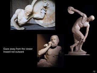 12
MYRON, Diskobolos (Discus Thrower).
Roman marble copy of a bronze original of
ca. 450 BCE, 5’ 1” high. Museo Nazionale
Romano—Palazzo Massimo alle Terme.
 