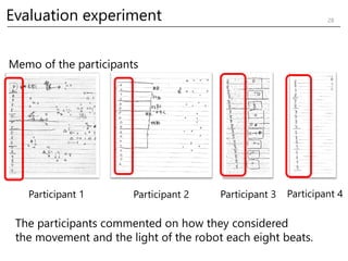 Participant 1 Participant 2 Participant 3 Participant 4
Evaluation experiment 28
The participants commented on how they co...