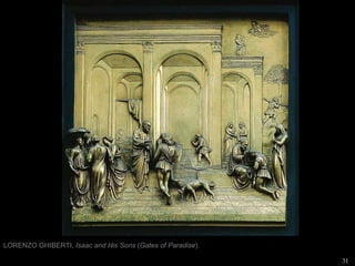 LORENZO GHIBERTI,  Isaac and His Sons  ( Gates of Paradise ). 
