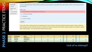 PHASE1PRACTICEITEMS
Lack of re-attempt?
 