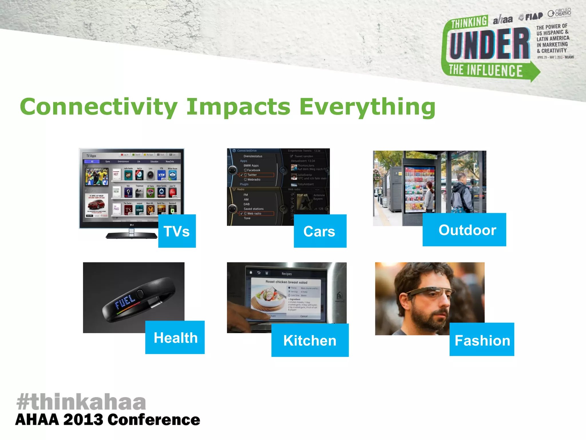 TVs Cars Outdoor
KitchenHealth Fashion
Connectivity Impacts Everything
 