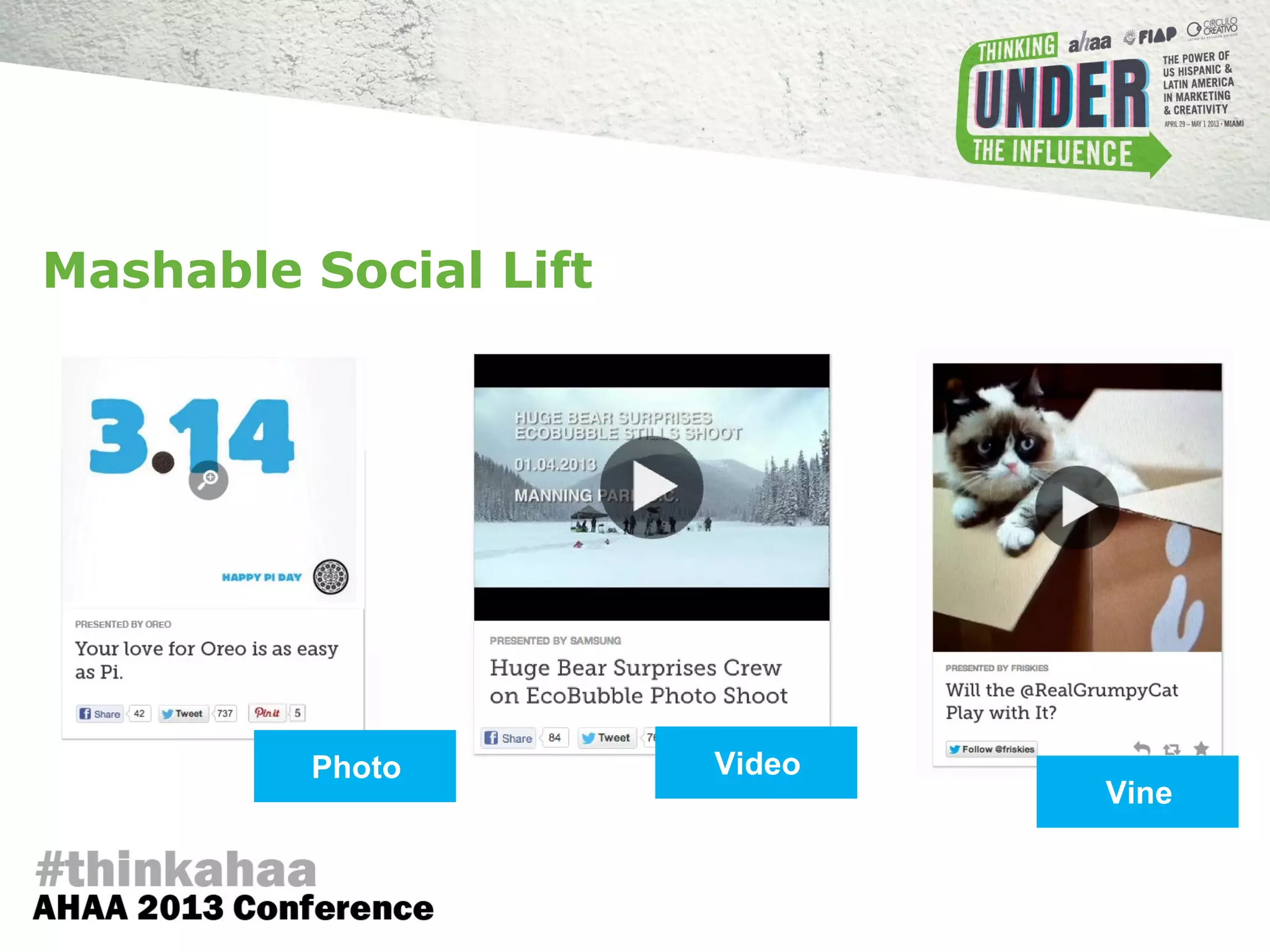 Photo Video
Vine
Mashable Social Lift
 