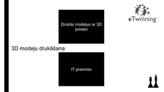 Drukās modeļus ar 3D
printeri
IT prasmes
3D modeļu drukāšana
 