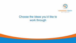 Choose the ideas you’d like to
work through
 
