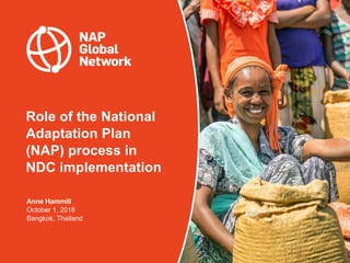 Role of the National
Adaptation Plan
(NAP) process in
NDC implementation
Anne Hammill
October 1, 2018
Bangkok, Thailand
 