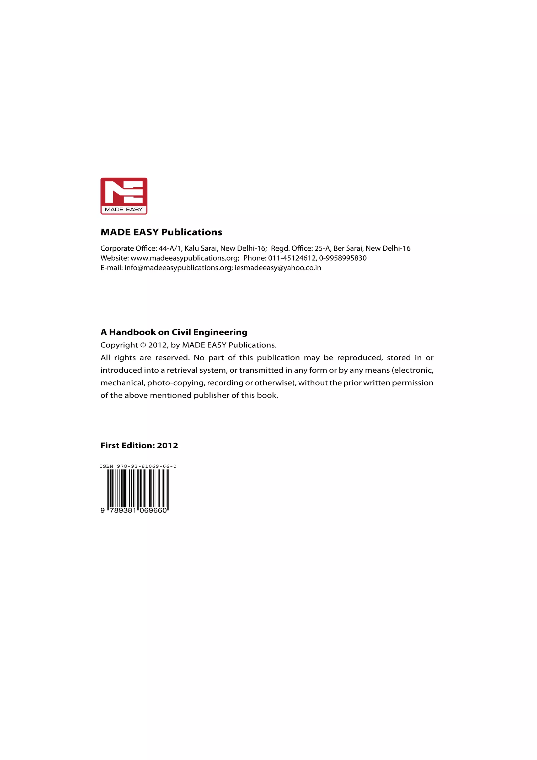 A handbook on civil engineering made easy publications - gate ( pdf ...