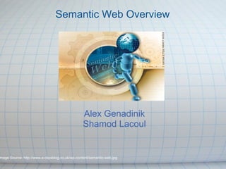 Alex Genadinik
Shamod Lacoul
Semantic Web Overview
mage Source: http://www.e-clipsblog.co.uk/wp-content/semantic-web.jpg
 