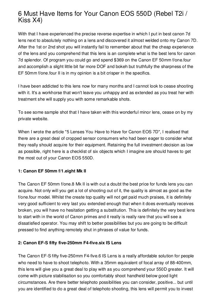 6 Must Have Items For Your Canon Eos 550d Rebel T2i Kiss X4