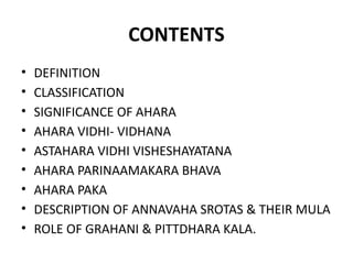 AHARA.pptx sharira kriya ahara notes and ppt | PPTX