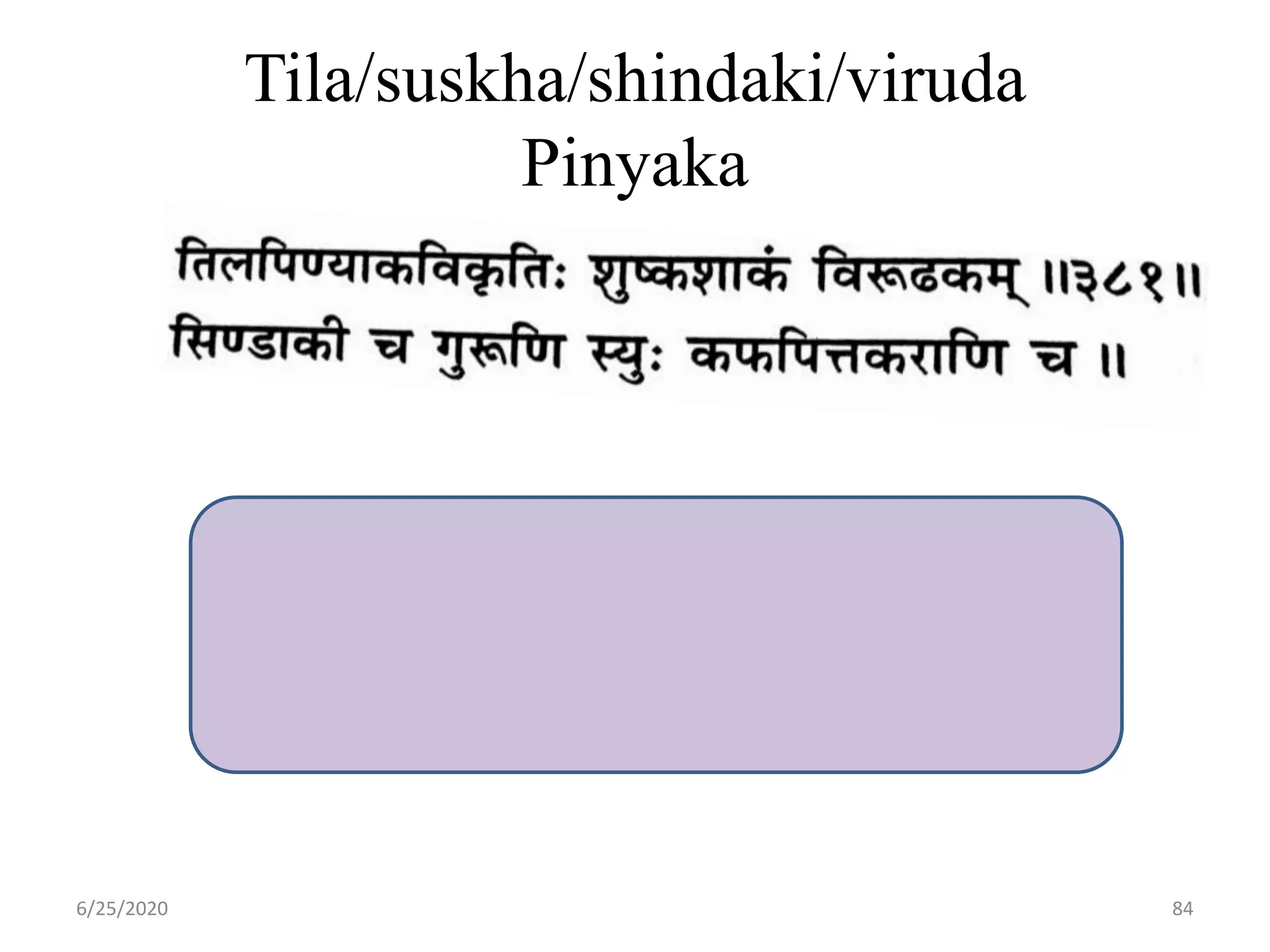 Tila/suskha/shindaki/viruda
Pinyaka
6/25/2020 84
 