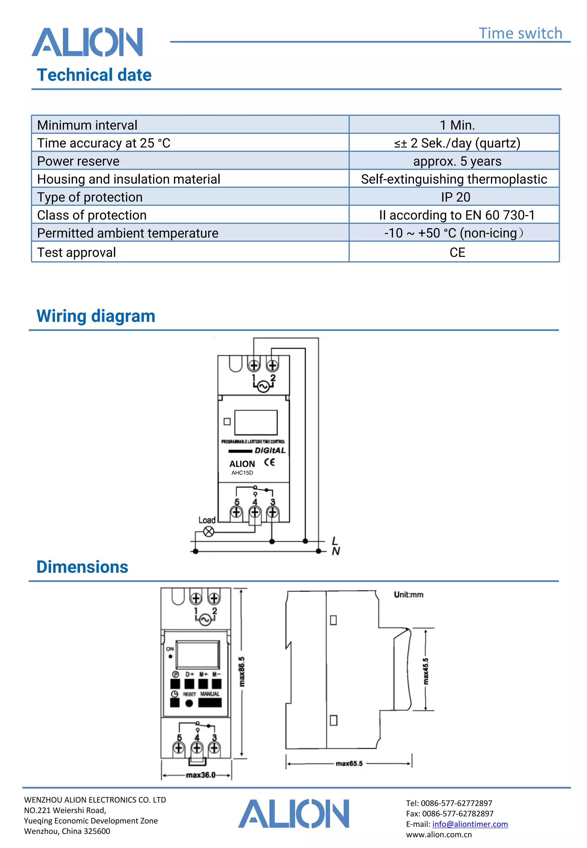 Weekly Time Switch AHC15D digital weekly time switch | PDF