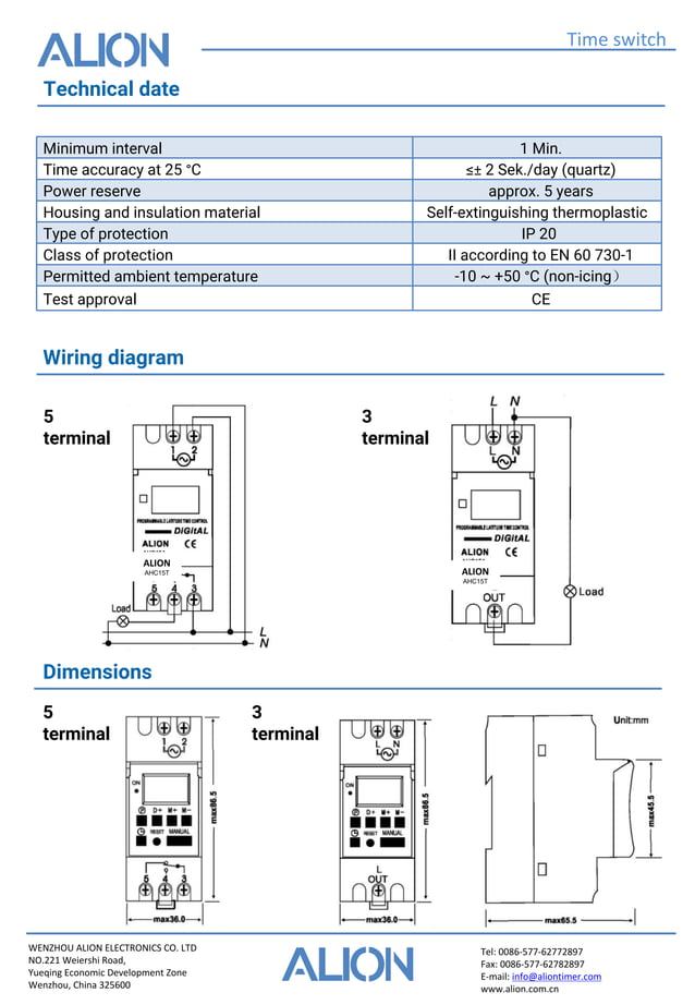 AHC15T series digital astronomical time switch | PDF