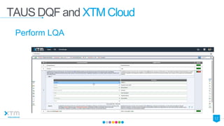13
TAUS DQF and XTM Cloud
Perform LQA
 