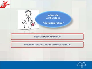 Atención
Ambulatoria
“Outpatient Care”

HOSPITALIZACIÓN A DOMICILIO

PROGRAMA ESPECÍFICO PACIENTE CRÓNICO COMPLEJO

 