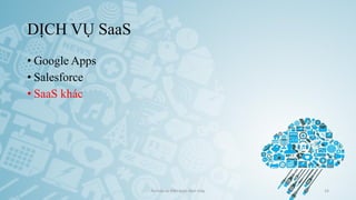 DỊCH VỤ SaaS
• Google Apps
• Salesforce
• SaaS khác
Ảo hóa và điện toán đám mây 16
 