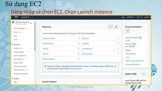 Sử dụng EC2
Ảo hóa và điện toán đám mây 58
Đăng nhập và chọn EC2. Chọn Launch instance
 