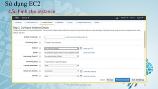 Sử dụng EC2
Ảo hóa và điện toán đám mây 61
Cấu hình cho instance
 