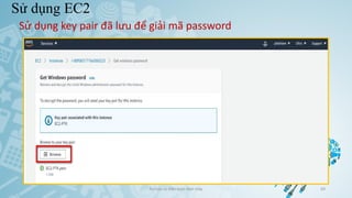 Sử dụng EC2
Ảo hóa và điện toán đám mây 69
Sử dụng key pair đã lưu để giải mã password
 