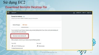Sử dụng EC2
Ảo hóa và điện toán đám mây 71
Download Remote Desktop file
 