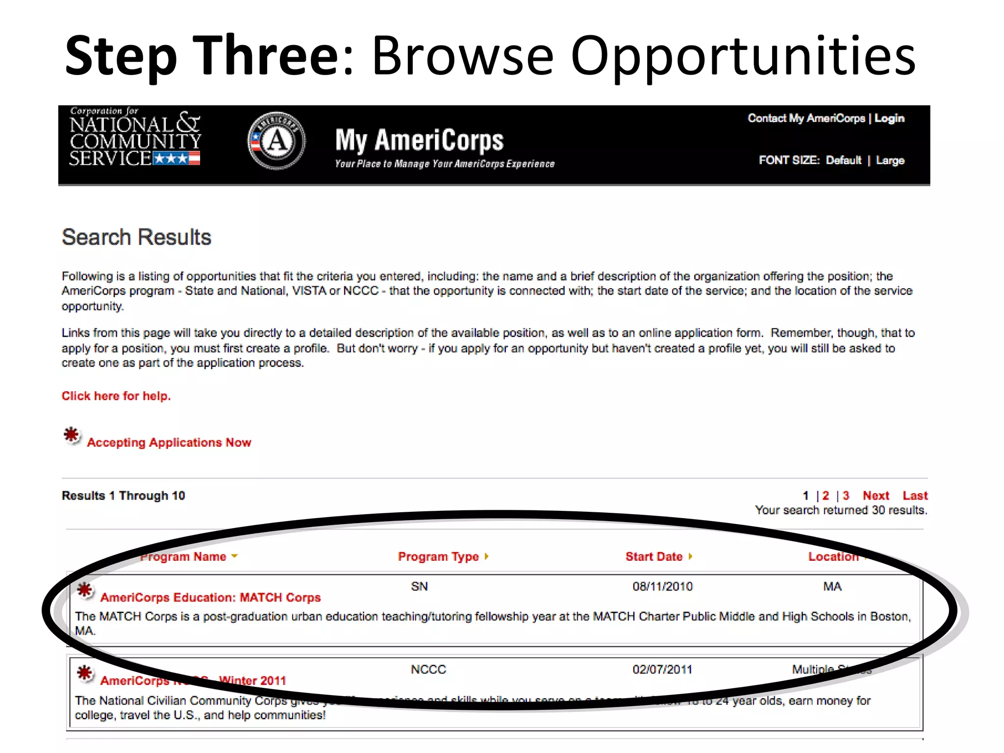 Step Three : Browse Opportunities  