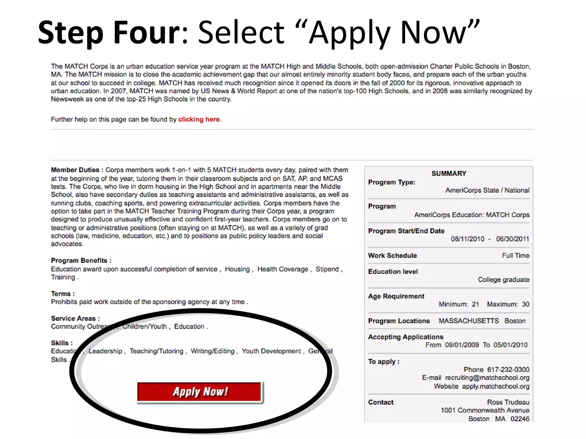 Step Four : Select “Apply Now” 