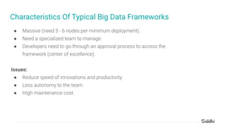 Characteristics Of Typical Big Data Frameworks
●
●
●
Issues:
●
●
●
 