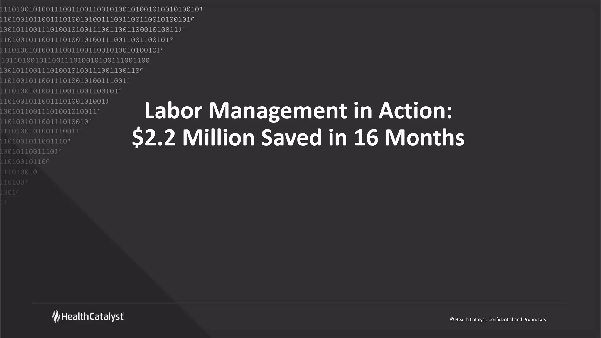 © Health Catalyst. Confidential and Proprietary.
Labor Management in Action:
$2.2 Million Saved in 16 Months
 