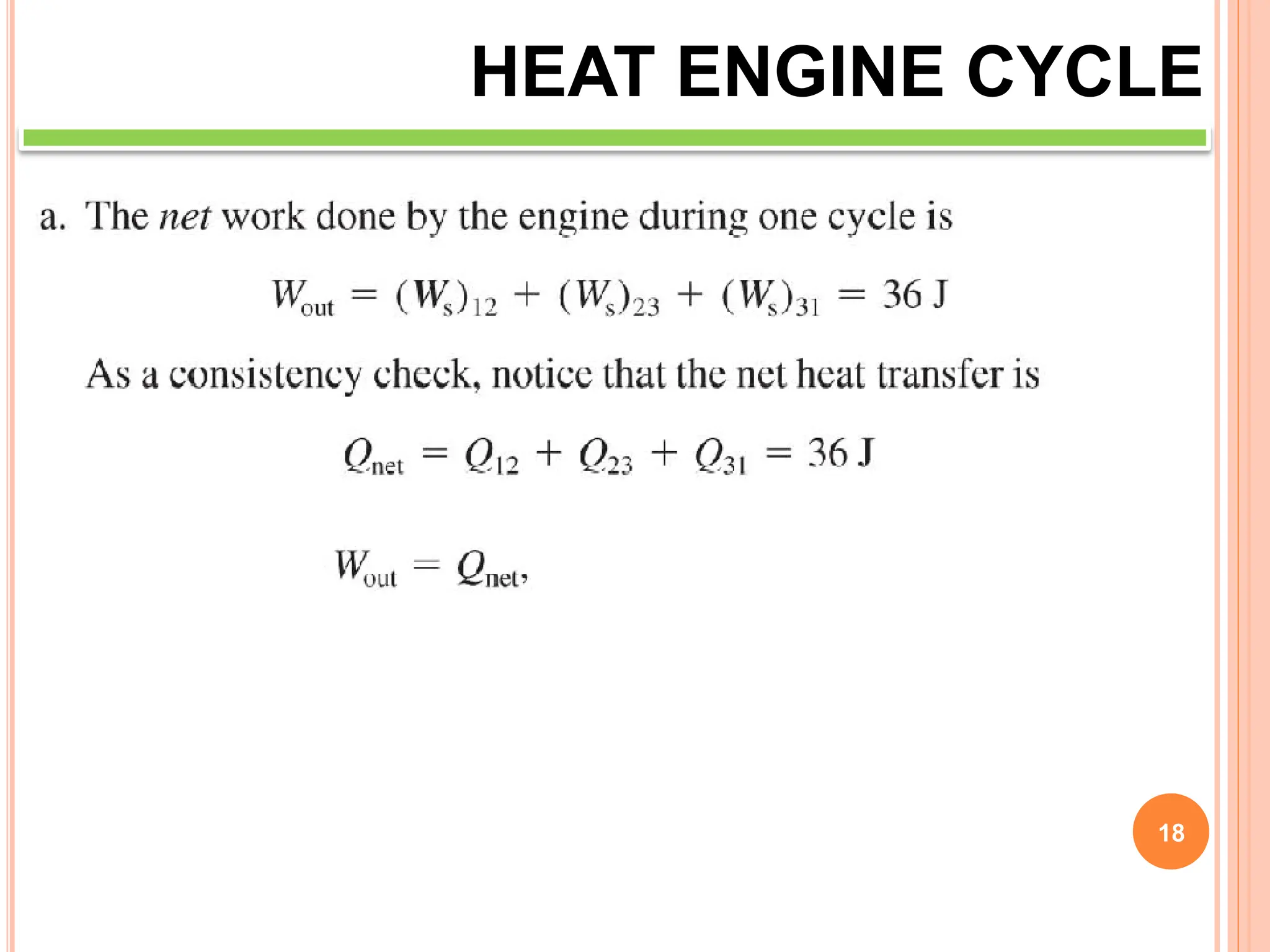18
HEAT ENGINE CYCLE
 