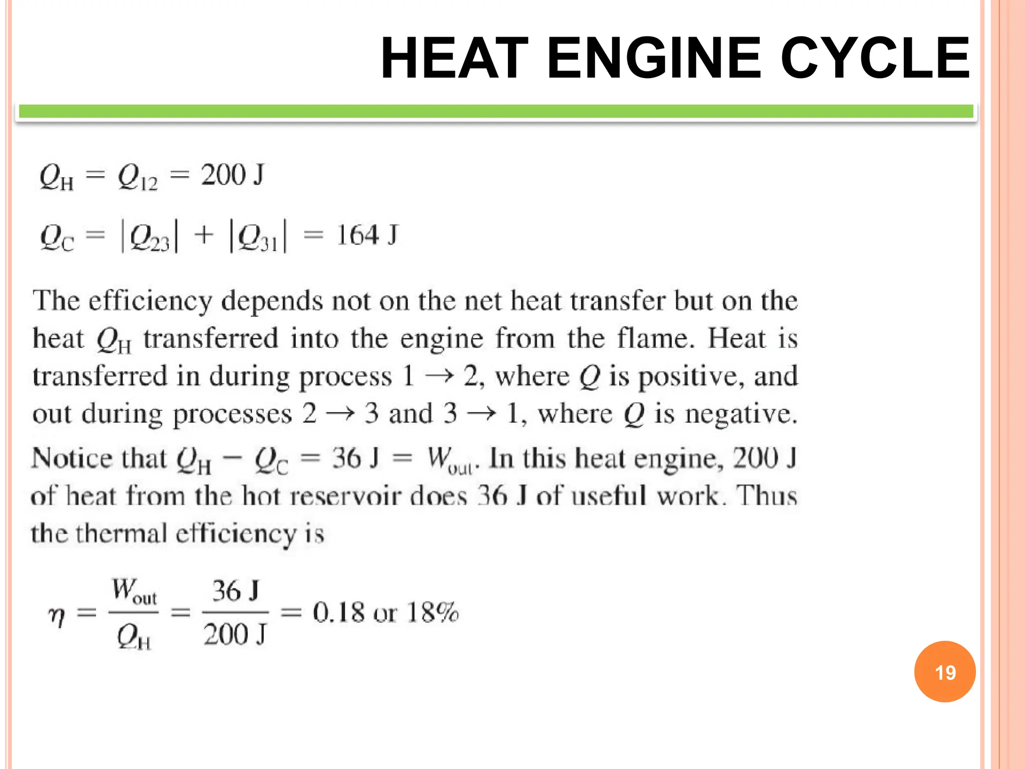 19
HEAT ENGINE CYCLE
 