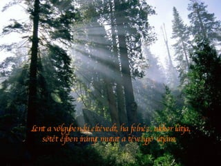 Lent a völgyben ki eltévedt, ha felnéz, akkor látja, sötét éjben irányt mutat a tévelygő útjára.  