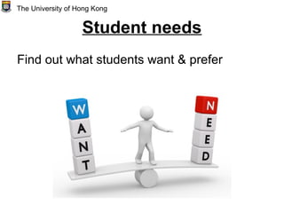 Student needs
Find out what students want & prefer
The University of Hong Kong
 