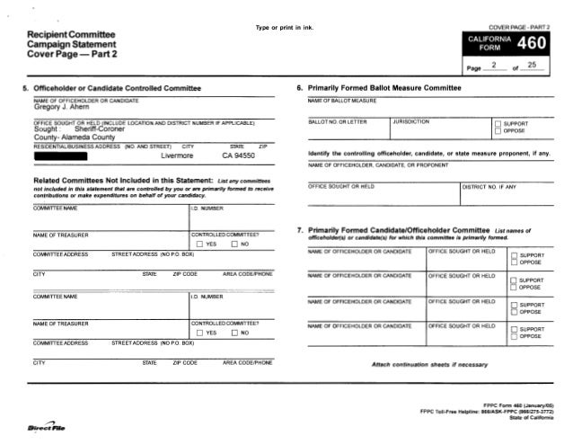Alameda County Sheriff Ahern Form 460 7/1/13 to 12/31/13