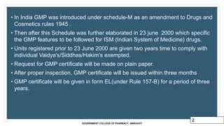Gmp Amendment SCHEDULE T(GMP of Indian system of medicines) | PPTX