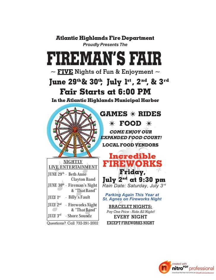 Atlantic Highlands Fireman's Fair & Independence Week Celebration