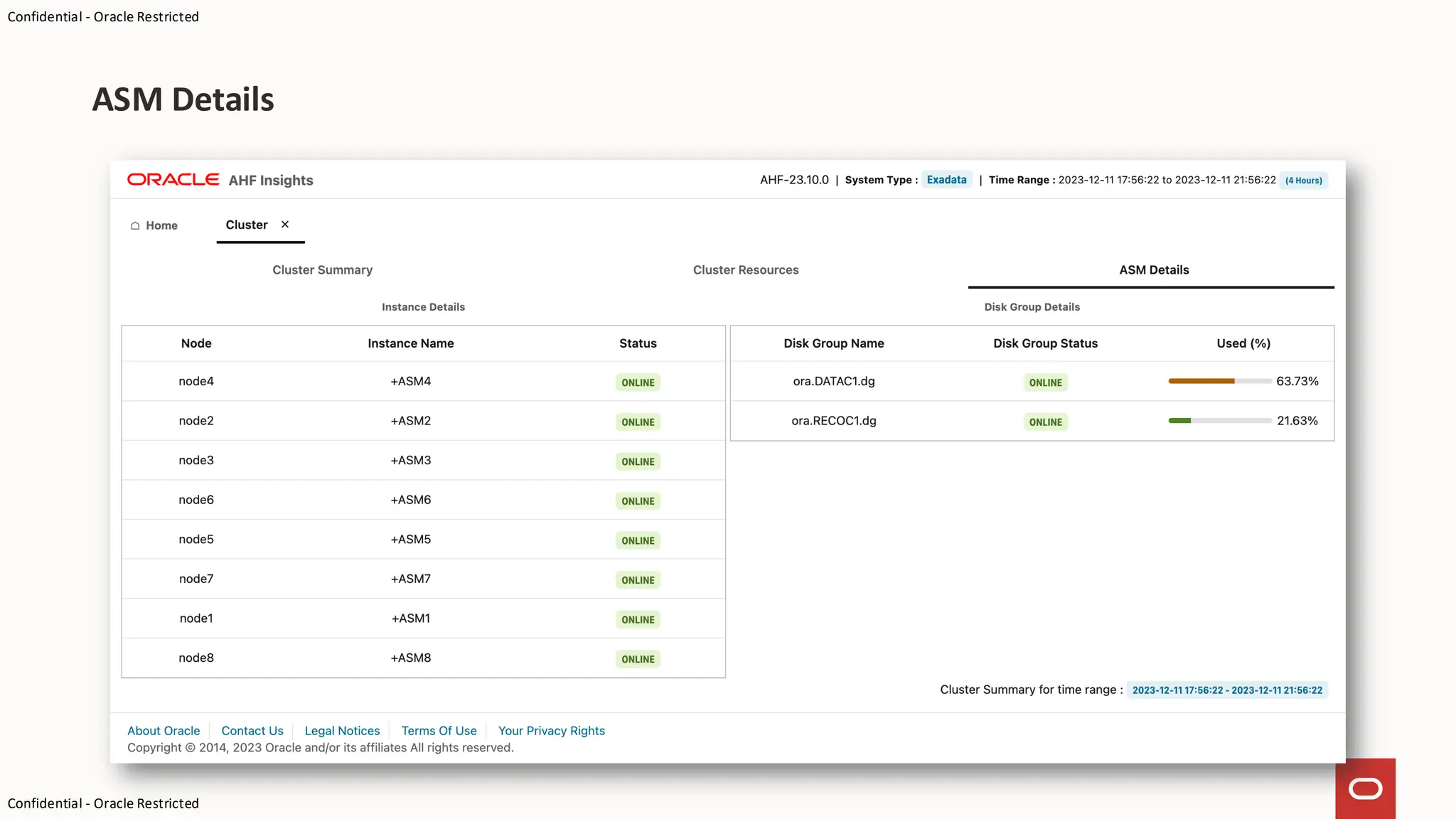 Confidential - Oracle Restricted
Confidential - Oracle Restricted
ASM Details
 