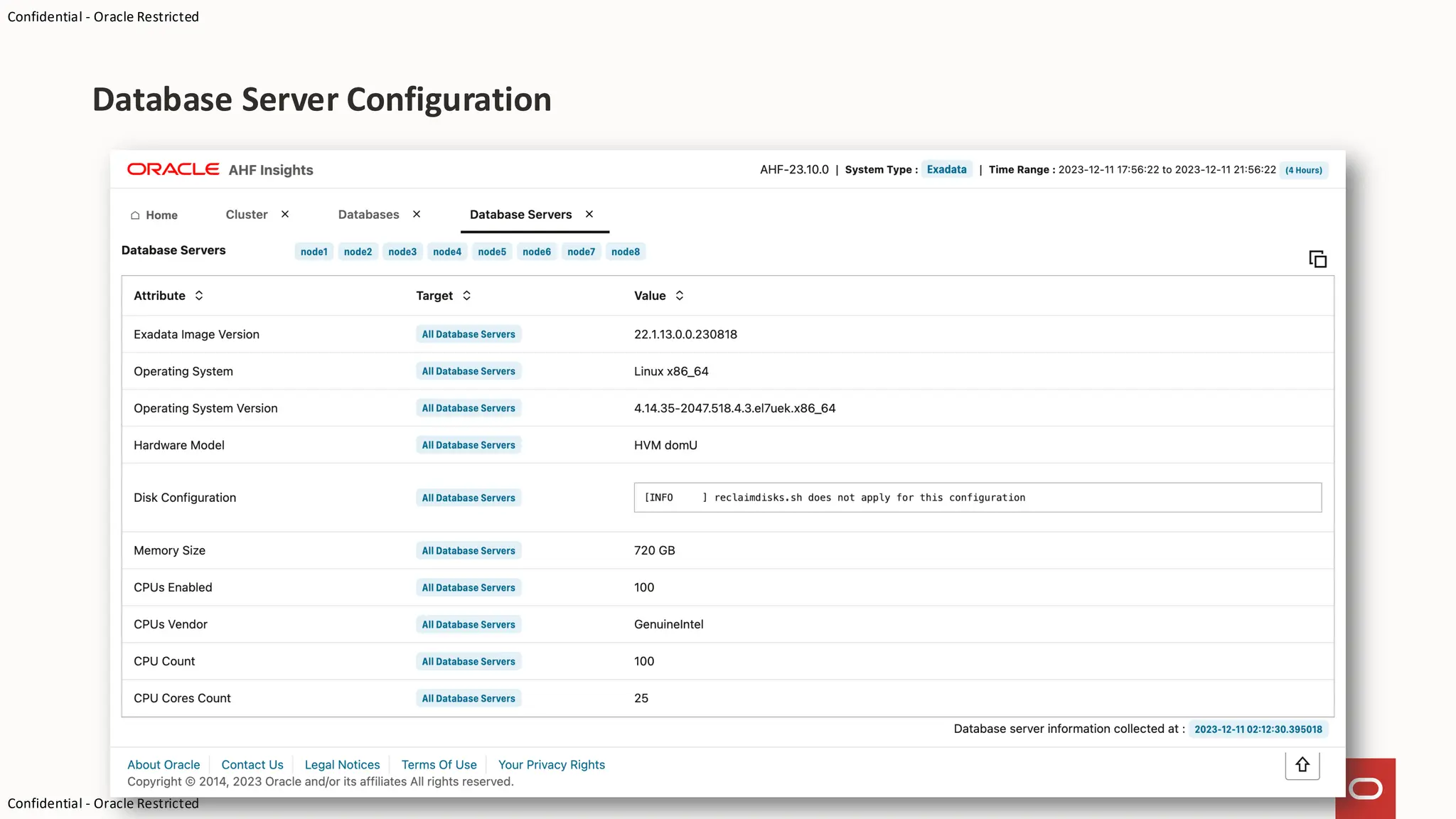 Confidential - Oracle Restricted
Confidential - Oracle Restricted
Database Server Configuration
 