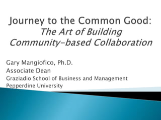 Gary Mangiofico, Ph.D.
Associate Dean
Graziadio School of Business and Management
Pepperdine University
 