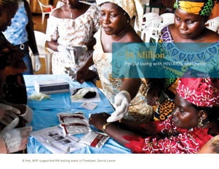 34 Million
                                                                    People living with HIV/AIDS worldwide




A free, AHF-supported HIV testing event in Freetown, Sierra Leone
 