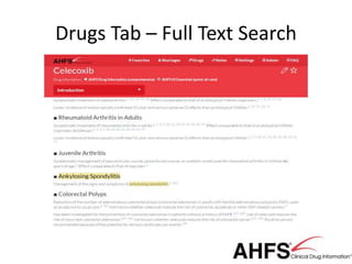 Ahfs Classification AHFS Clinical Drug Information Tutorial | PPTX