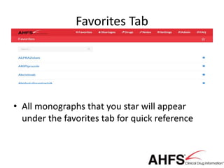 Ahfs Classification AHFS Clinical Drug Information Tutorial | PPTX